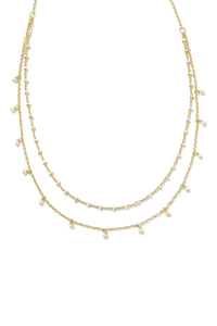 Kendra Scott: Eve Gold Multi Strand Necklace - White Mix | Makk Fashions