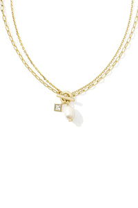 Kendra Scott: Eve Gold Multi Strand Necklace - White Pearl | Makk Fashions