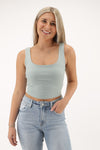 Everyday Dreams Cropped Tank Top - Sage | Makk Fashions