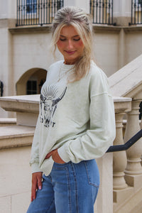 Frontier Spirit Wild West Graphic Knit Top - Oatmeal