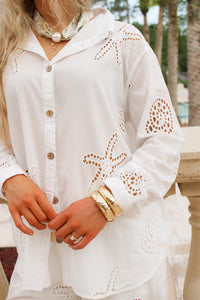 Surf Gypsy: Ocean Eyelet Top - White