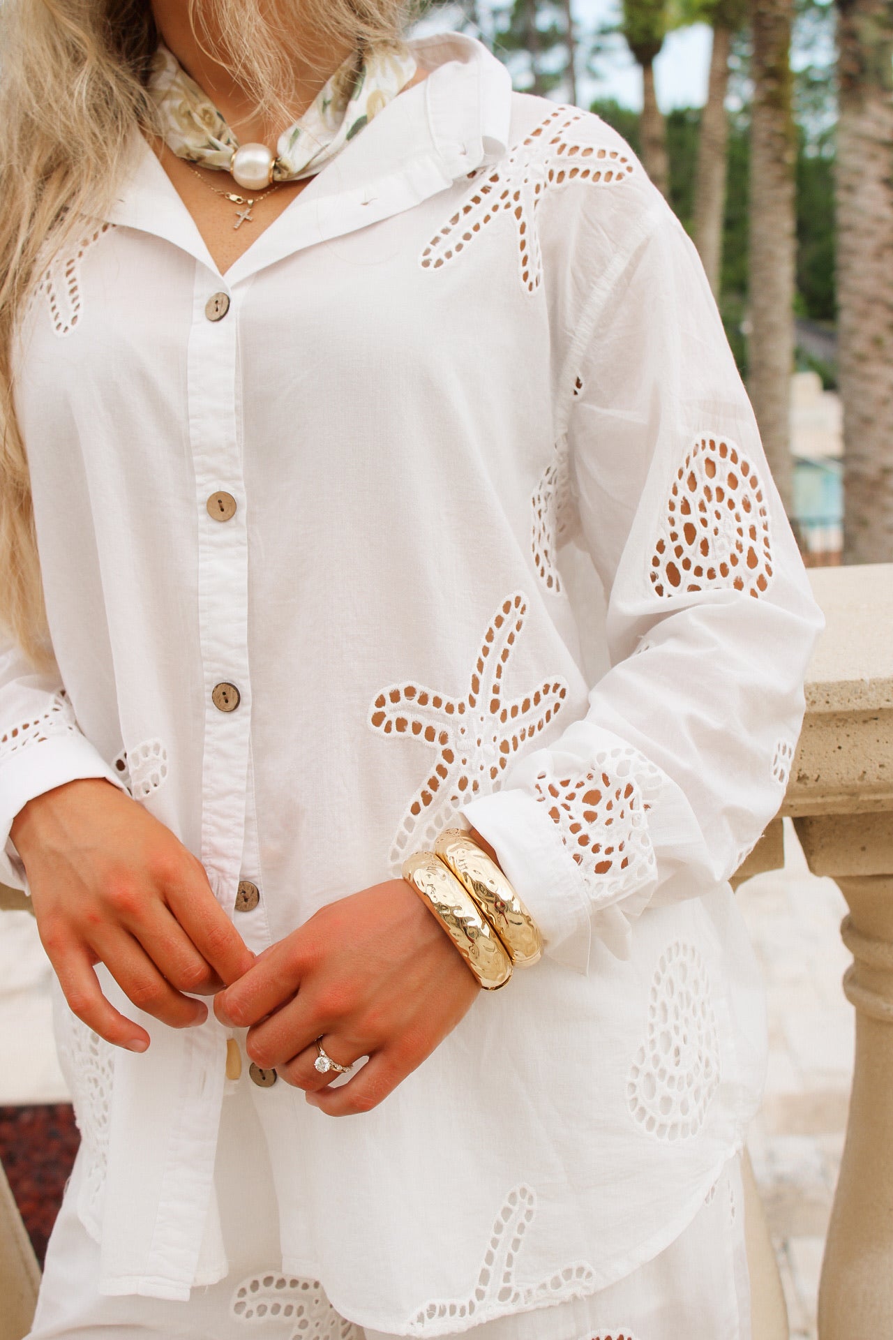 Surf Gypsy: Ocean Eyelet Top - White
