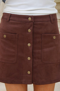 Park Avenue Suede Mini Skirt - Brown