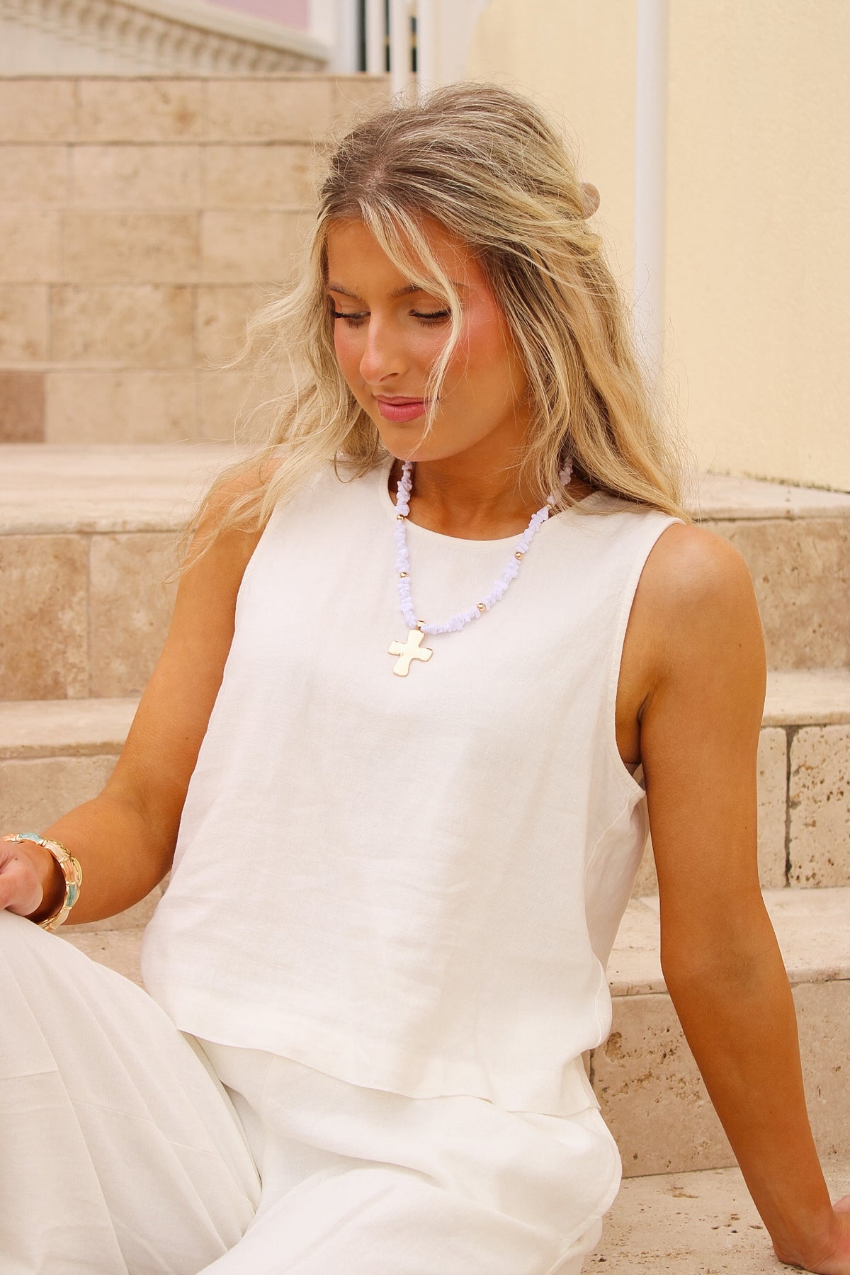 Z Supply: Sloane Linen Cropped Tank - White