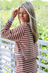 Time For Fun Striped Crop Top - Mocha