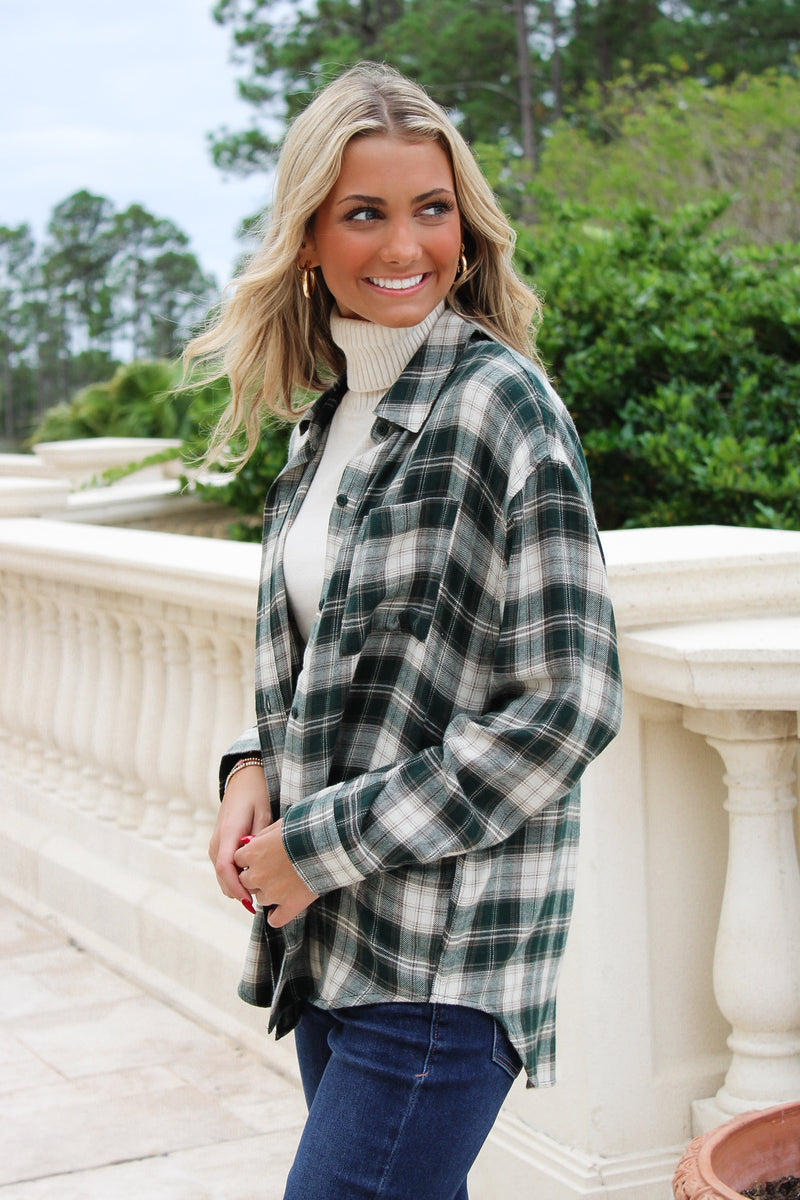 River Plaid Button Up - Garland Green