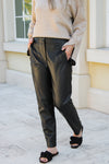 Midnight Edge High Waisted Leather Pants - Black