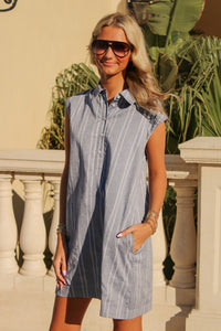 The Harbor Stripe Mini Dress - Denim