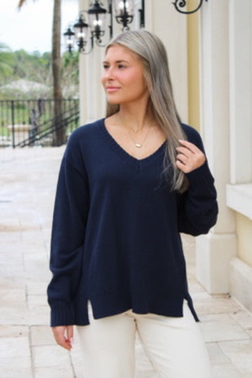 Z Supply: All Around V-Neck Sweater - Eclipse