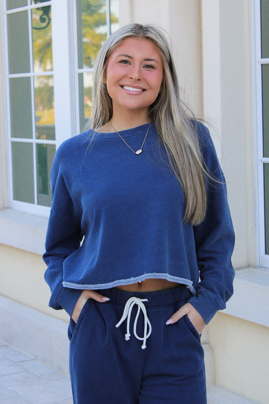 Z Supply: Circuit Knit Denim Sweatshirt - Indigo