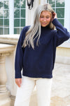 Cozy Times Mock Neck Sweater - Navy
