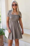 Pure Thoughts Smocked Midi Dress - Mocha