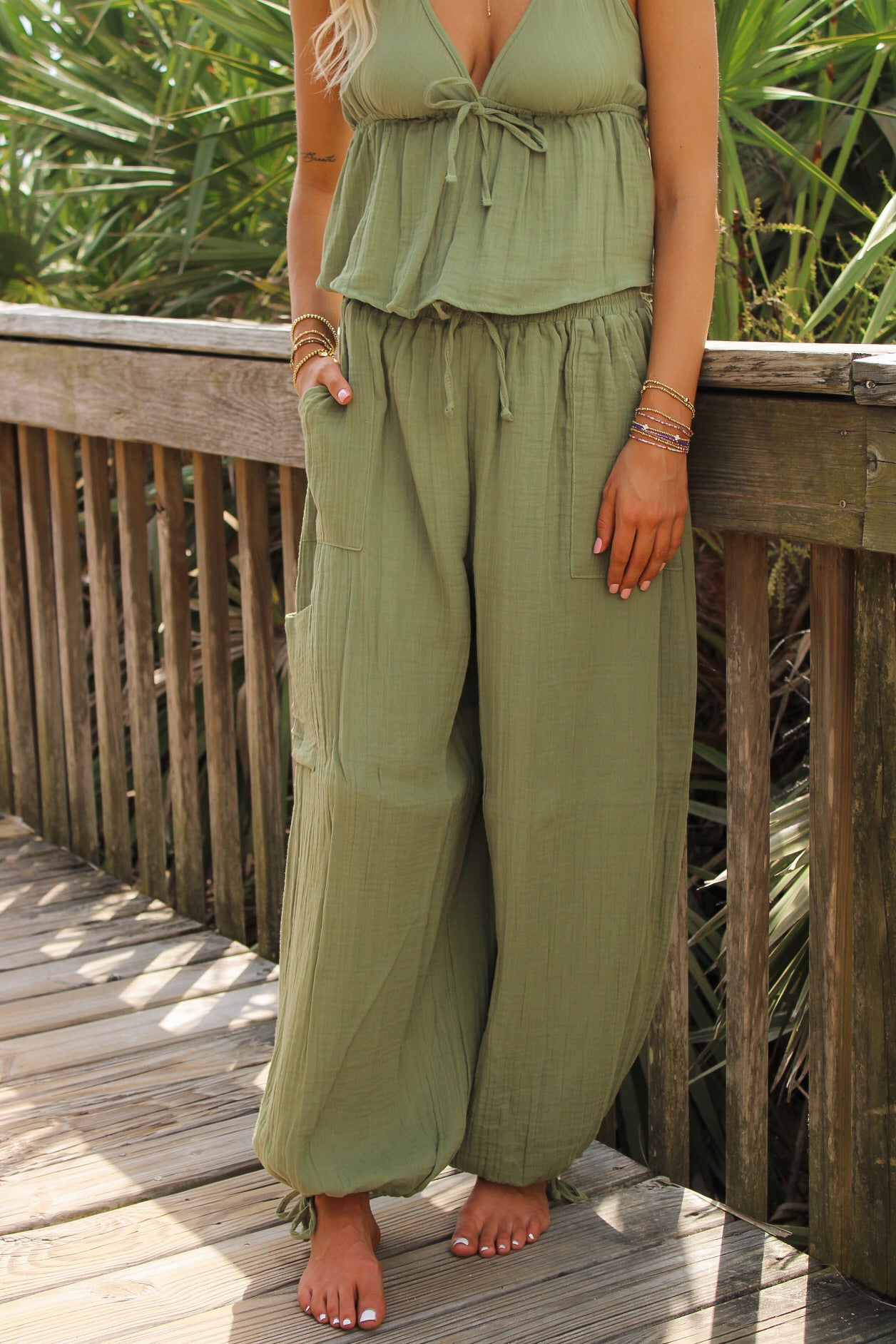 Lotus & Luna: Adventure Cargo Pants Collection - Seagrass