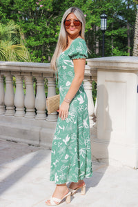 Simple Thoughts Floral Midi Dress - Green
