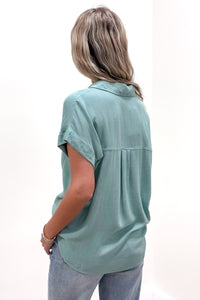 Simple Love Button Down Top - Mint