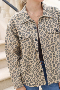 In The Wild Leopard Print Button Down Shacket - Brown