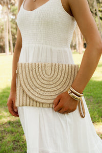 Seaside Stroll Braided Envelope Clutch - Ivory