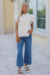 Cheer With Me Flutter Sleeve Top - Bone