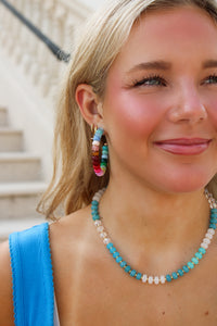Berry Bliss Beaded Hoop Earrings - Multi