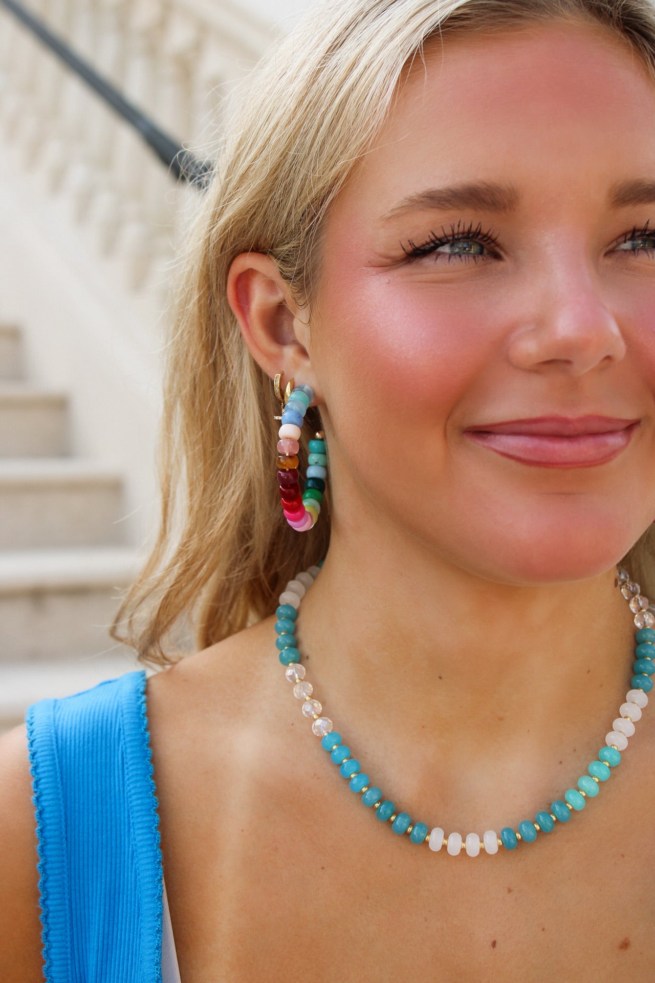 Berry Bliss Beaded Hoop Earrings - Multi