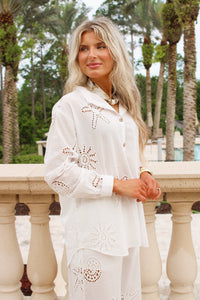 Surf Gypsy: Ocean Eyelet Top - White