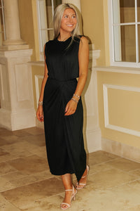 Eternal Edge Sleeveless Midi Dress - Black