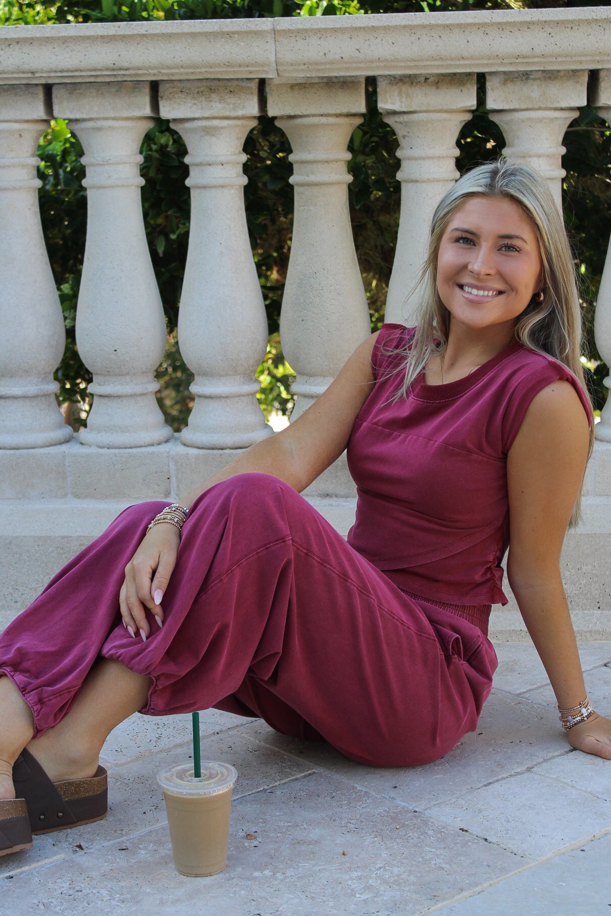 Keepin' It Trendy Mineral Washed Wrap Top - Winterberry