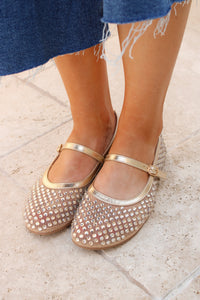 Dressed To Dazzle Mary Jane Flat - Gold