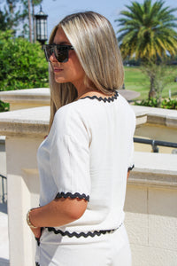 Never Look Back Tie Front Top - Oatmeal