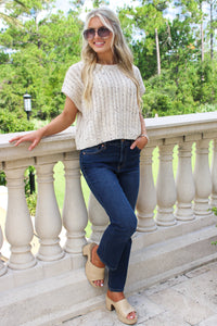 Moving Ahead Cable Knit Sweater - Oatmeal Melange