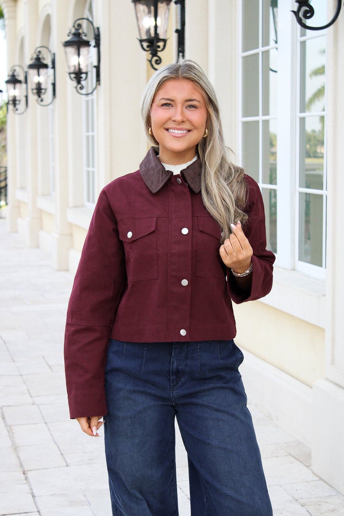 Harvest Ridge Cropped Barn Jacket - Wine