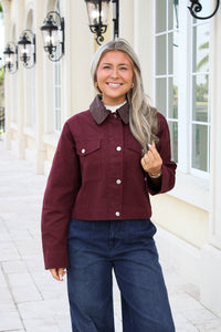 Harvest Ridge Cropped Barn Jacket - Wine