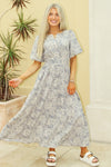 Blue Meadows Puff Sleeve Tiered Maxi Dress - Navy