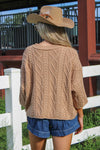 Cozy Farmhouse Cable Knit Sweater - Taupe