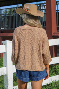 Cozy Farmhouse Cable Knit Sweater - Taupe