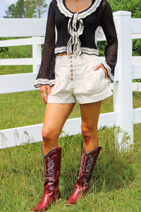 Finding Your Way Button Down Shorts - Bone