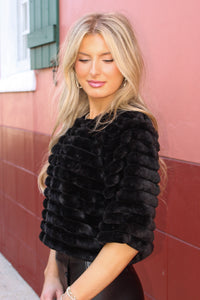Radiant Nights Fur Cropped Jacket - Black