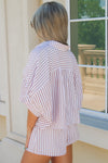 Way To Go Striped Cropped Top - Mocha/White