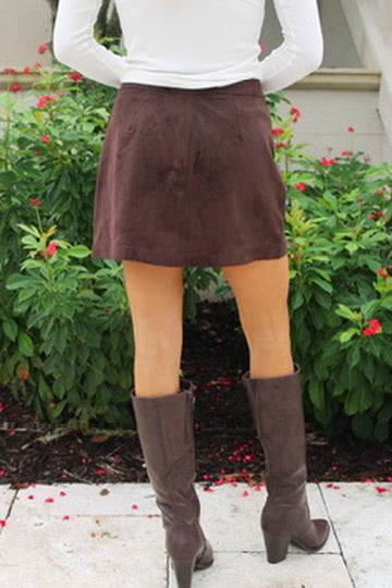 Z Supply: Perri Suede Mini Skirt - Dark Chocolate