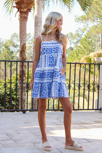 Portofino Breeze Mini Dress - Natural Blue