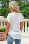 Positive Feelings Split Neck Button Top - Cream