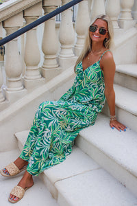 Floral Vibes Tropical Maxi Dress - Green