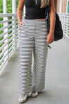 Stay On Track Wide Leg Pants - Black/White