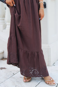 Z Supply: Esti Embroidered Maxi Dress - Chocolate Cherry