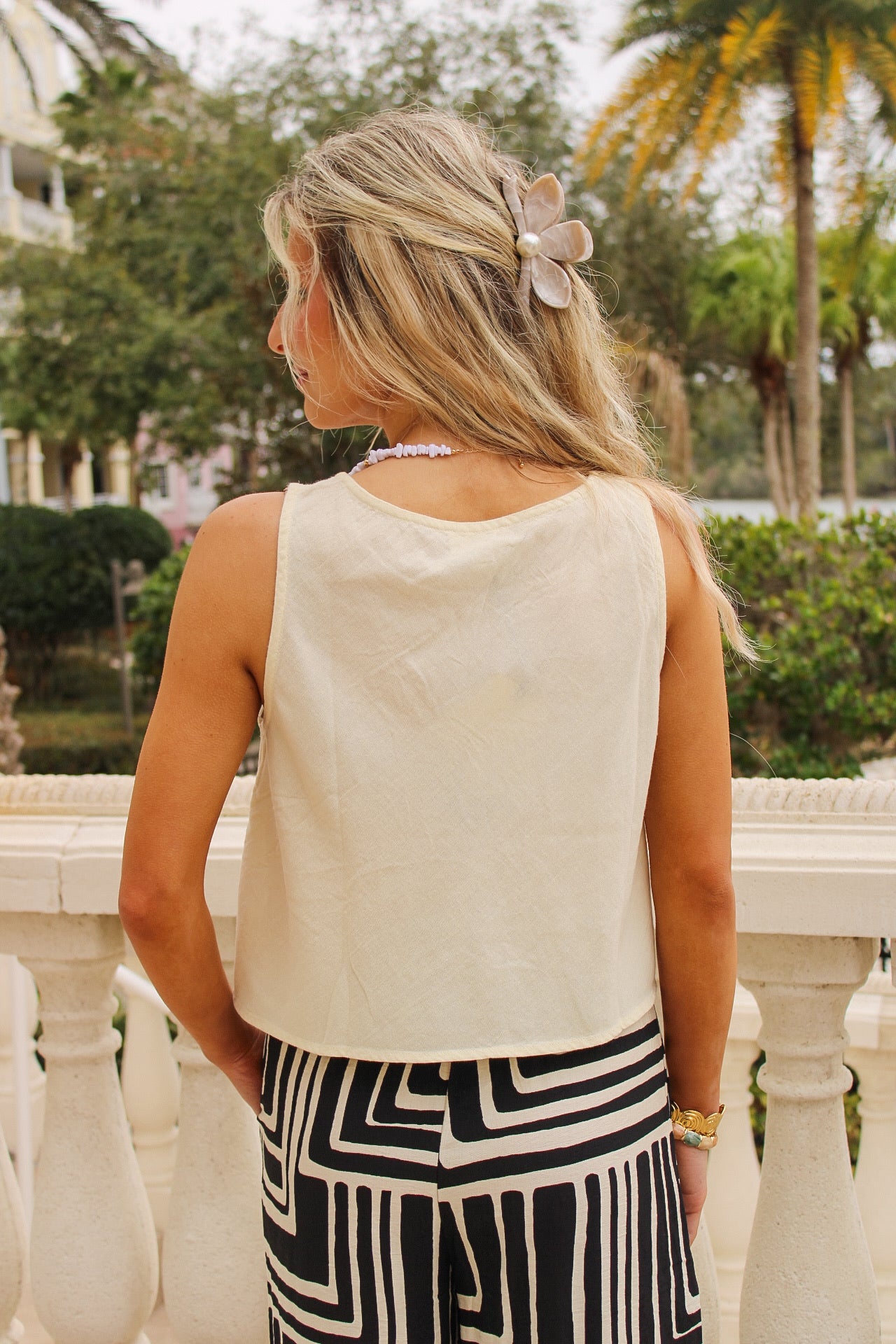 Soft Shoreline Flowy Tank - Off White