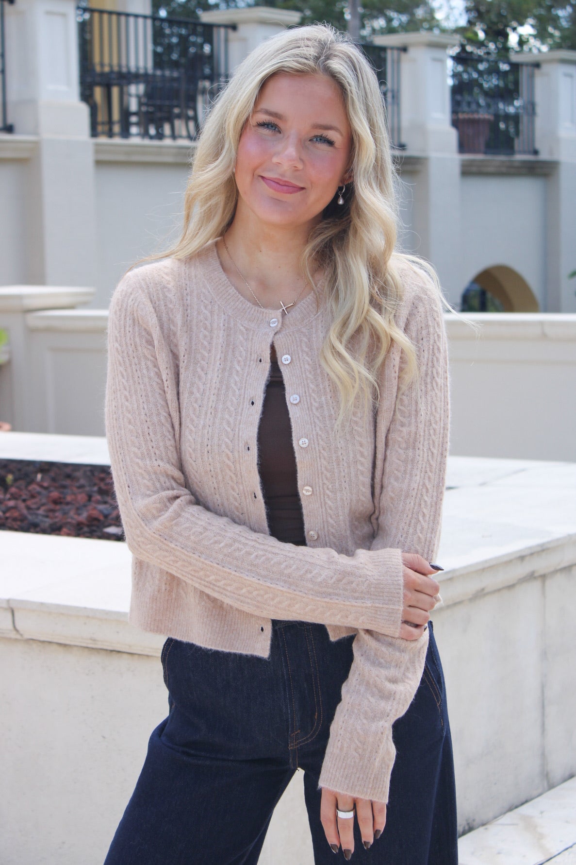 Z Supply: Medina Pointelle Cardigan - Macaroon