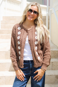 Wildflower Moment Crochet Cardigan - Mocha