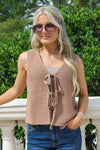 On The Run Tie Front Sweater Vest - Coco