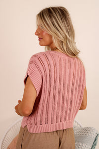 Pure Intent Open Knit Sweater - Powder Rose