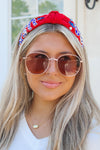 USA Rhinestone Headband - Red